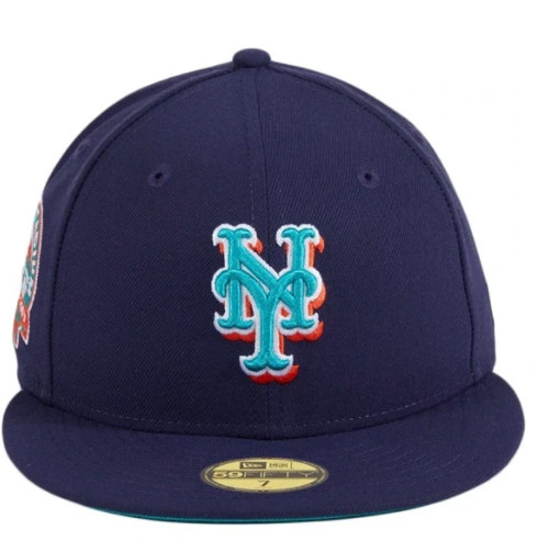 Navy New York Mets Ice Cold Fashion Fitted Hat (Teal Under Brim)